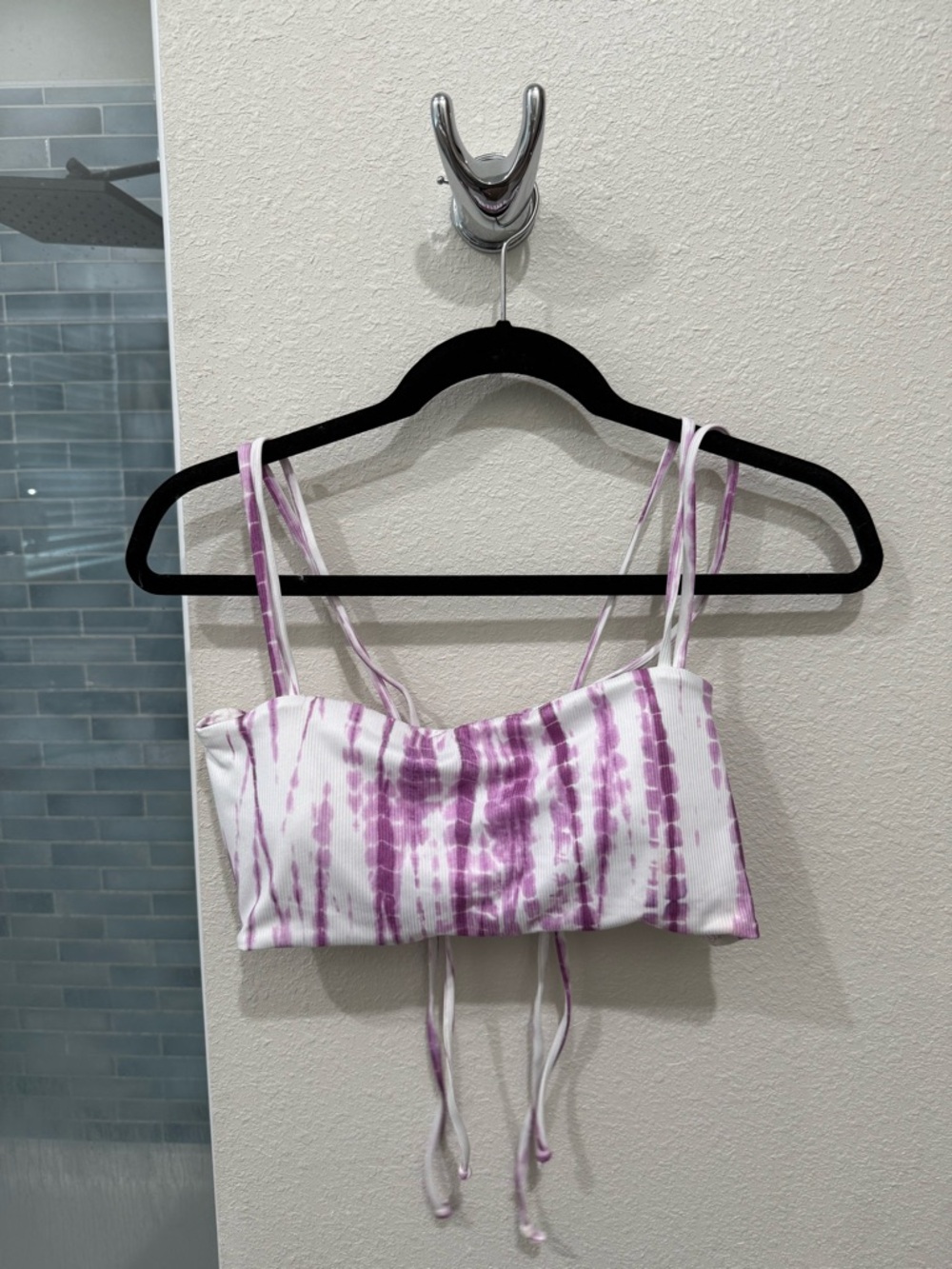 Women’s Tie-Dye Purple and White Bikini Top